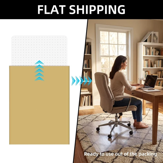 Alt view image 7 of 7 - 32x48 Inch Office Chair Mat for Carpet Floor, Flat Shipping