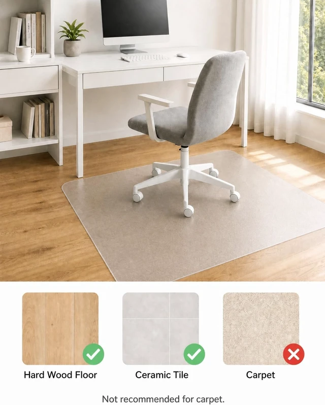 Alt view image 2 of 7 - Office Chair Mat, 36"x48" Anti-Scratch for Hardwood floor, Clear