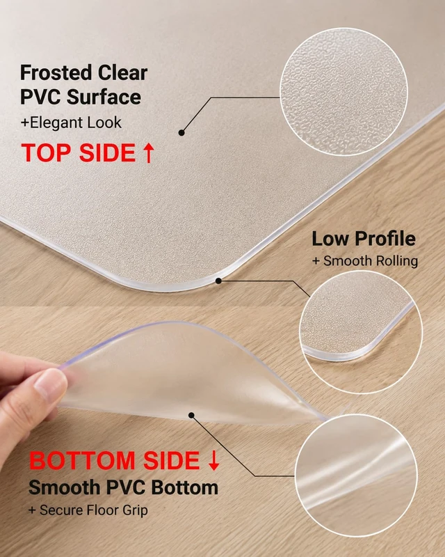 Alt view image 4 of 7 - Office Chair Mat, 36"x48" Anti-Scratch for Hardwood floor, Clear