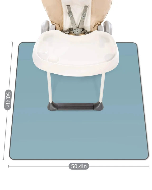 Alt view image 3 of 7 - Blissful Diary Baby Splat Mat for Under High Chair, Splash Mat, Slate Blue