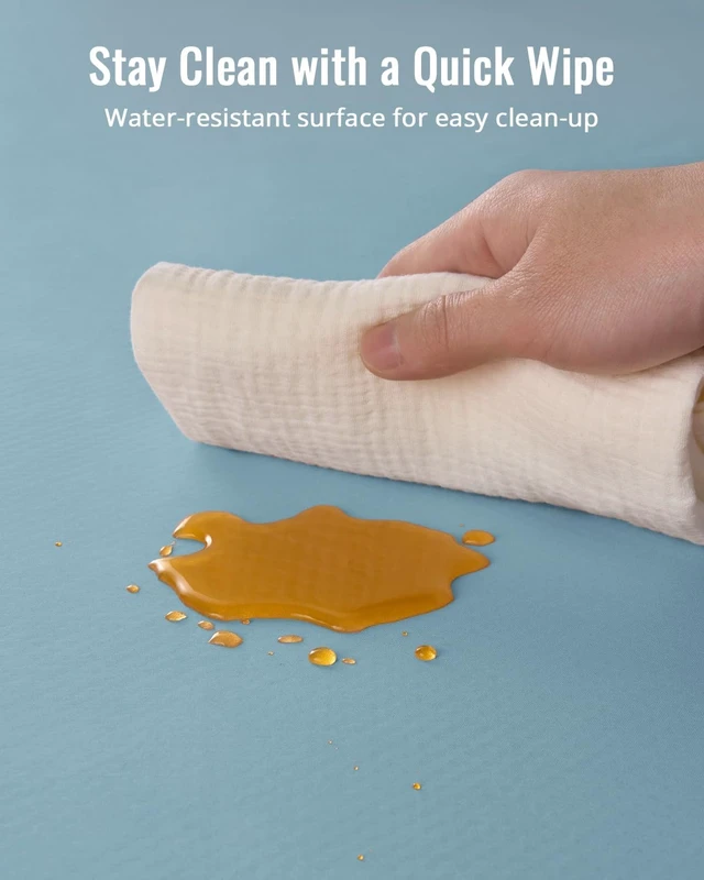 Alt view image 7 of 7 - Blissful Diary Baby Splat Mat for Under High Chair, Splash Mat, Slate Blue
