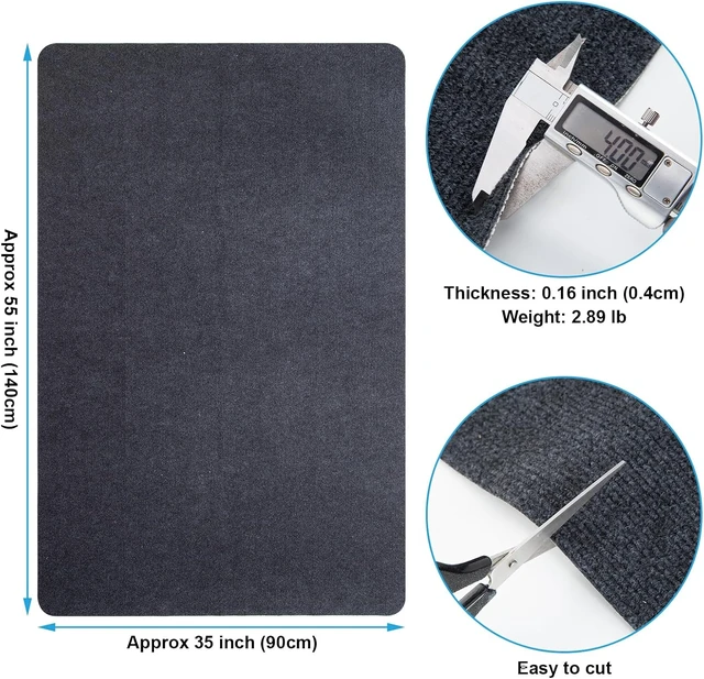 Alt view image 2 of 7 - 55"x35" Anti-Slip Computer Chair Mat for Hardwood Floors Dark Grey
