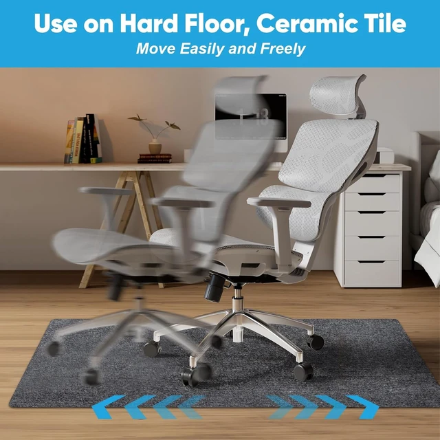 Alt view image 5 of 7 - 55"x35" Anti-Slip Computer Chair Mat for Hardwood Floors Dark Grey