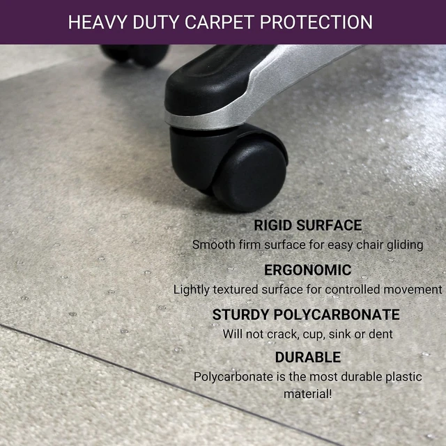 Alt view image 3 of 7 - Marvelux Polycarbonate Office Chair Mat for Medium Pile Carpets, 48" x 51"