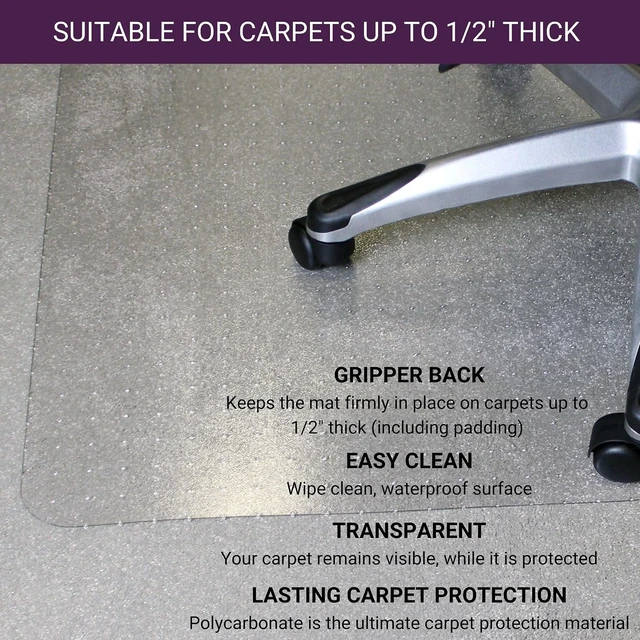Alt view image 4 of 7 - Marvelux Polycarbonate Office Chair Mat for Medium Pile Carpets, 48" x 51"