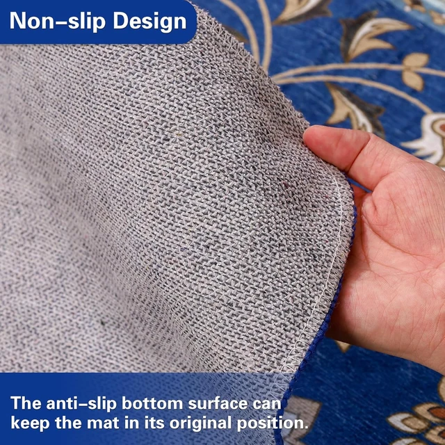 Alt view image 6 of 7 - 46" X 60" Office Chair Mat for Hardwood and Tile Floors, Under Desk Chair Mat for Carpet Protector Rolling Computer Chairs, Machine Washable Non-Slip Area Rug, Sapphire Blue