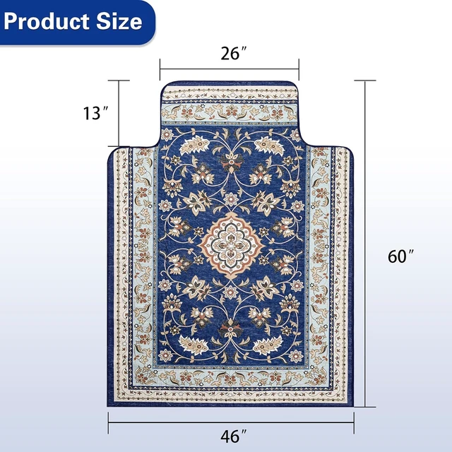 Alt view image 5 of 7 - 46" X 60" Office Chair Mat for Hardwood and Tile Floors, Under Desk Chair Mat for Carpet Protector Rolling Computer Chairs, Machine Washable Non-Slip Area Rug, Sapphire Blue
