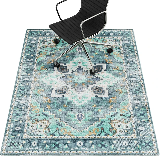 Main image of Office Chair Mat for Hardwood Floor 48"x60" Machine Washable Teal