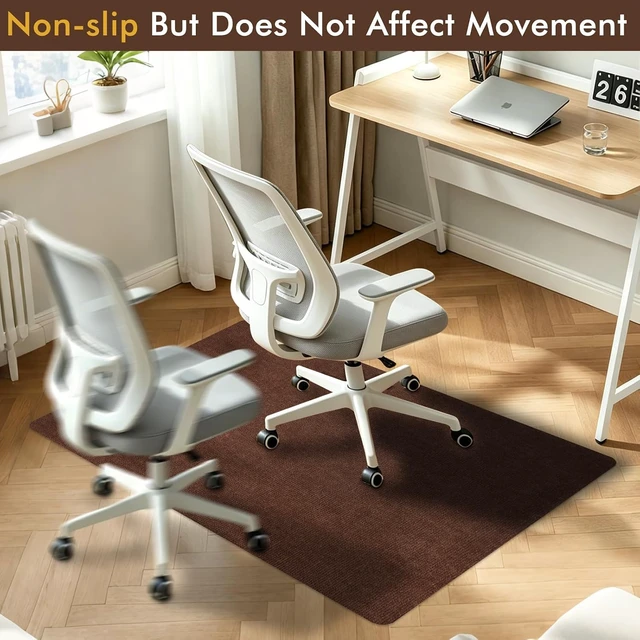 Alt view image 2 of 7 - Office Chair Mat for Hardwood Floor, Anti-Slip Chair Mat for Gaming and Computer Desks, Extra Large Floor Protector for Rolling Chair, Easy to Clean, 55"x36", Brown