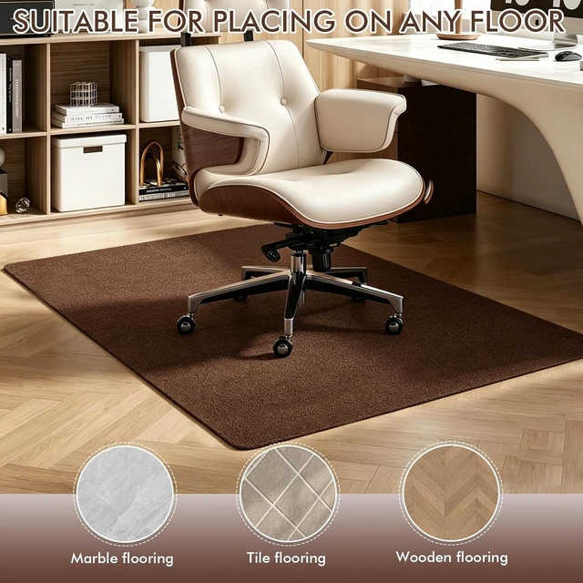 Alt view image 4 of 7 - Office Chair Mat for Hardwood Floor, Anti-Slip Chair Mat for Gaming and Computer Desks, Extra Large Floor Protector for Rolling Chair, Easy to Clean, 55"x36", Brown