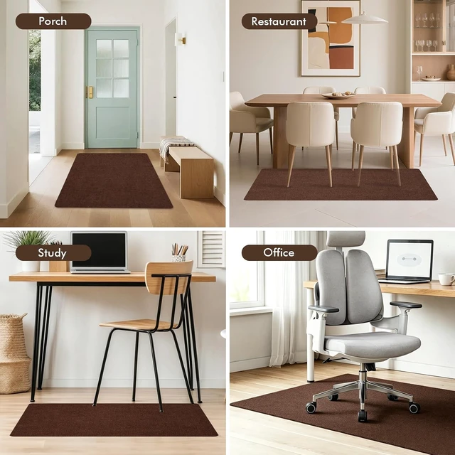 Alt view image 7 of 7 - Office Chair Mat for Hardwood Floor, Anti-Slip Chair Mat for Gaming and Computer Desks, Extra Large Floor Protector for Rolling Chair, Easy to Clean, 55"x36", Brown