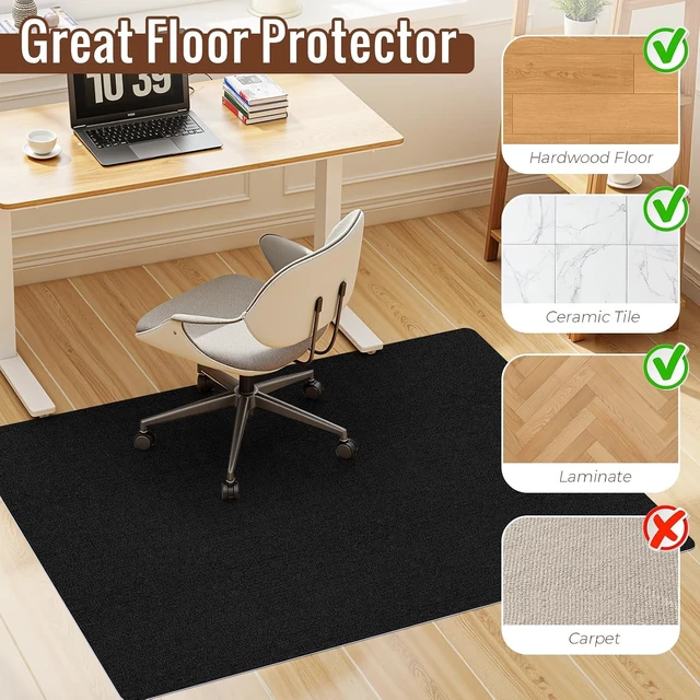 Alt view image 4 of 7 - Wansimoo Office Chair Mat for Hardwood and Tile Floor, 36"x48" Floor Mat, Heavy Duty Computer Gaming Chair Mat, Anti-Slip, Non- Curve, Desk Chair Mat, Floor Protector for Home Office(Black)