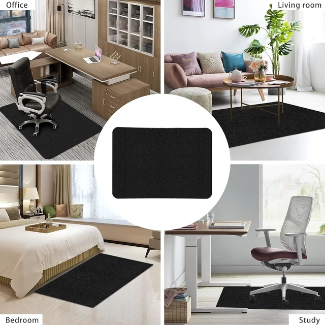 Alt view image 7 of 7 - Wansimoo Office Chair Mat for Hardwood and Tile Floor, 36"x48" Floor Mat, Heavy Duty Computer Gaming Chair Mat, Anti-Slip, Non- Curve, Desk Chair Mat, Floor Protector for Home Office(Black)