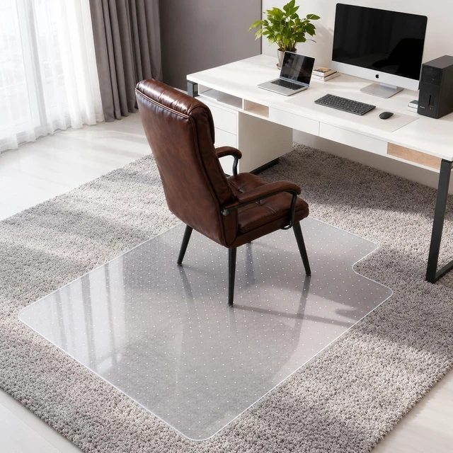 Main image of Office Chair Mat, 36 x 48 in, Clear Carpet Floor Protector with Lip