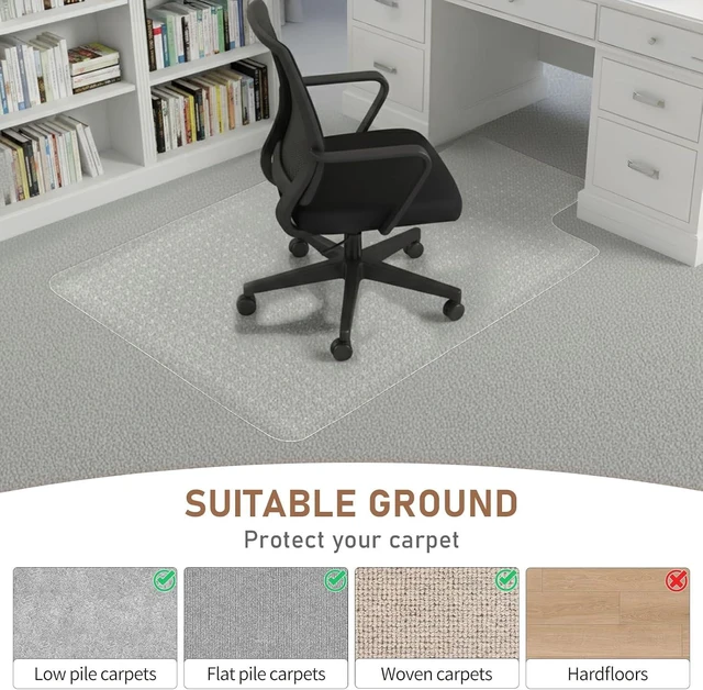 Alt view image 2 of 7 - Office Chair Mat, 36 x 48 in, Clear Carpet Floor Protector with Lip