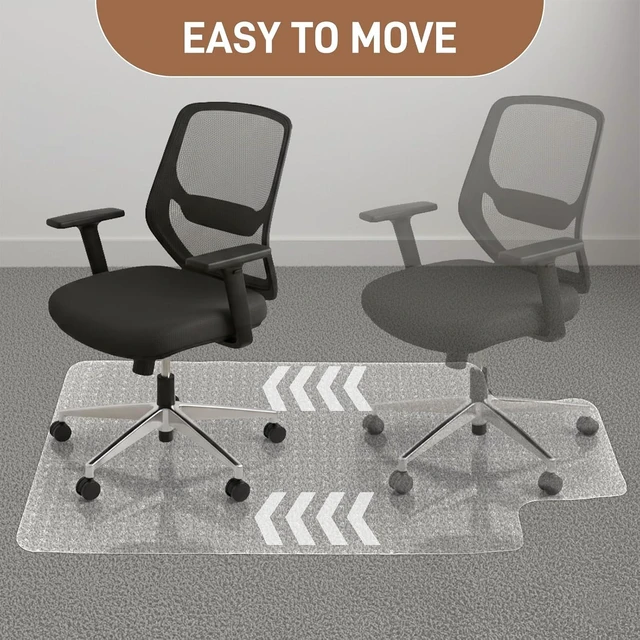 Alt view image 6 of 7 - Office Chair Mat, 36 x 48 in, Clear Carpet Floor Protector with Lip