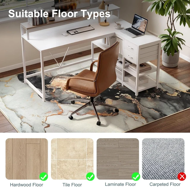 Alt view image 2 of 7 - Office Chair Mat for Hardwood/Tile Floor, 48"x60" Desk Chair Mat for Office Gaming, Under Desk Rug for Rolling Chair, Anti-Slip Computer Chair Mats, Low-Pile Carpet Protector Rug