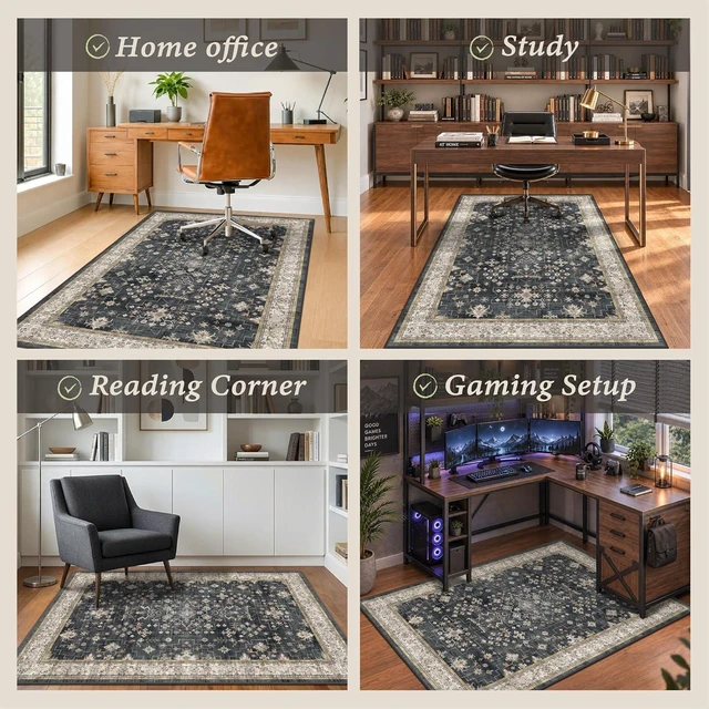 Alt view image 6 of 7 - JTJ Office Chair Mat for Hardwood & Tile, 36" x 48" Vintage Under Desk Rug