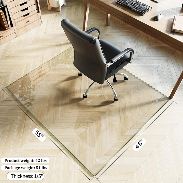 Alt view image 3 of 7 - Koonmi 46" x 55" Office Chair Mat for Hardwood Floors & Carpets