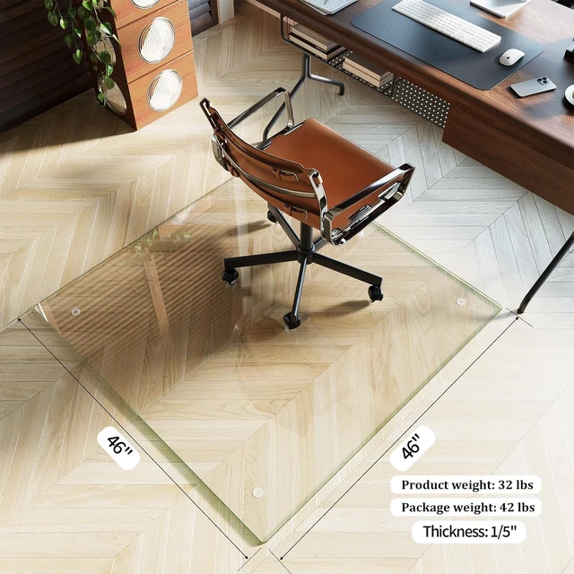 Alt view image 3 of 7 - Koonmi 46" x 46" Office Chair Mat for Hardwood Floors & Carpets