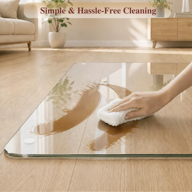 Alt view image 6 of 7 - Tempered Glass Chair Mat for Carpet, 46"x46" Clear Floor Mat