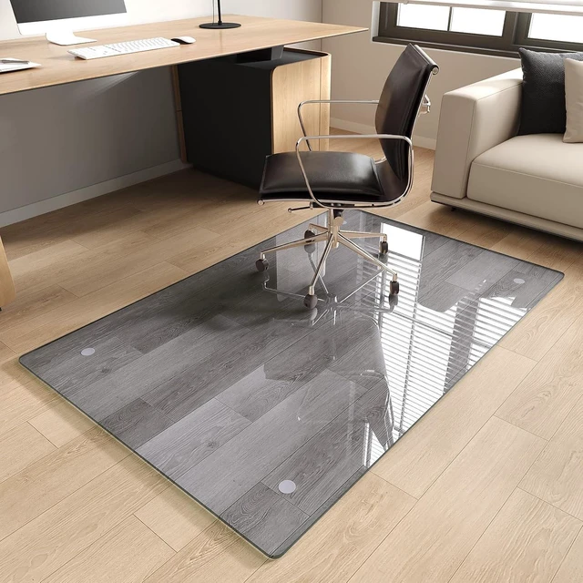 Main image of Tempered Glass Chair Mat for Carpet, 36"x55" Grey Floor Mat