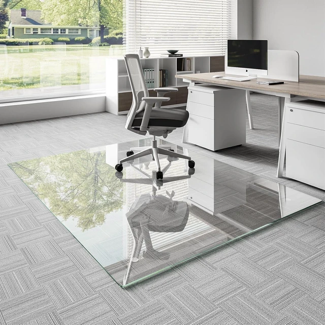 Main image of Koonmi Glass Chair Mat for Carpet, 50"x65" Thick Office Chair Mat