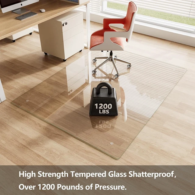 Alt view image 4 of 7 - Koonmi Glass Chair Mat for Carpet, 50"x65" Thick Office Chair Mat