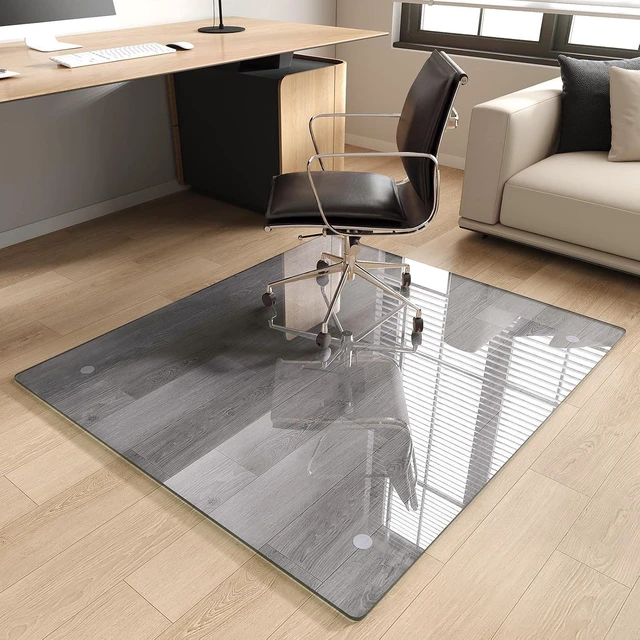 Main image of Tempered Glass Chair Mat for Carpet, 42"x48" Grey Floor Mat