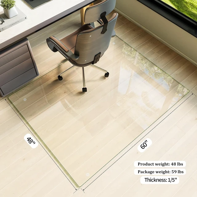 Alt view image 5 of 7 - Koonmi 48" x 60" Office Chair Mat for Hardwood Floors & Carpets
