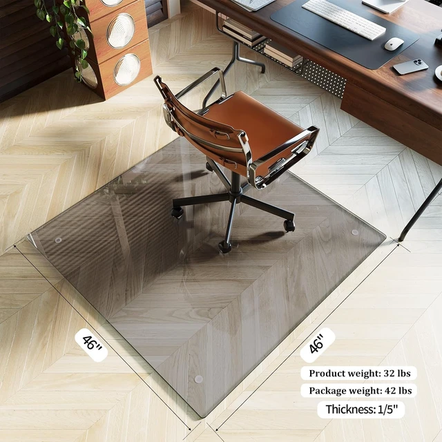 Alt view image 3 of 7 - Koonmi 46" x 46" Office Chair Mat for Hardwood Floors & Carpets