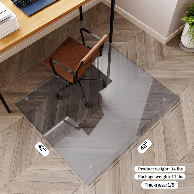 Alt view image 4 of 7 - Koonmi 42" x 48" Office Chair Mat for Hardwood Floors & Carpets