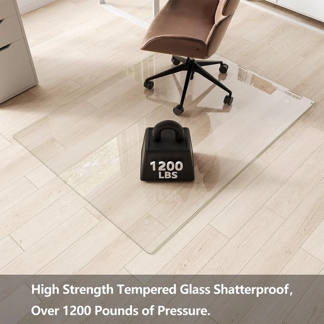 Alt view image 7 of 7 - Koonmi Glass Chair Mat for Carpet, 44"x58" Thick Office Chair Mat