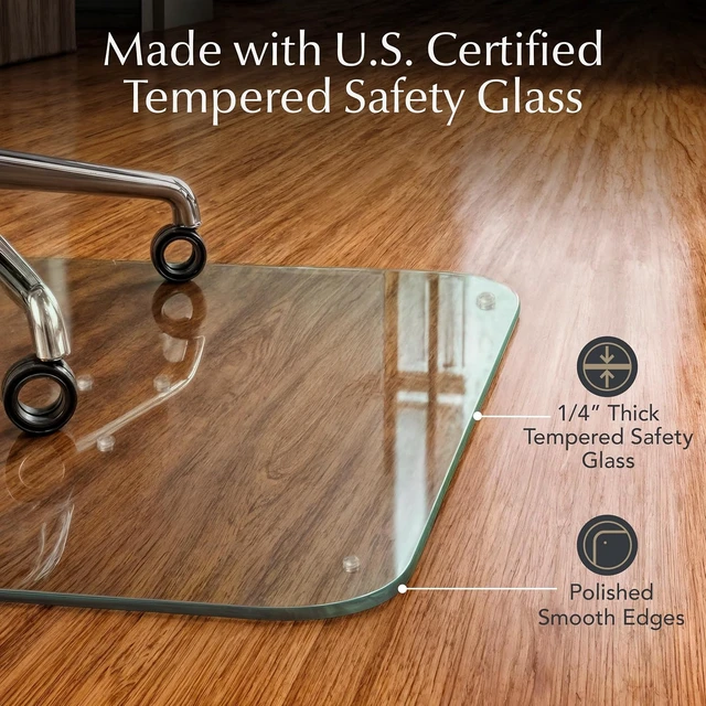 Alt view image 3 of 7 - Glass Office Chair Mat 36x42, Chiaro, for Carpet & Hard Floors
