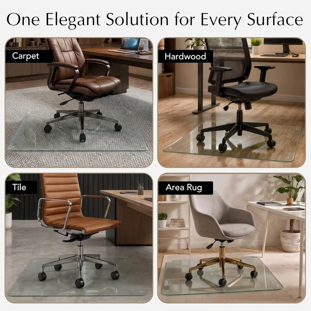 Alt view image 4 of 7 - Glass Office Chair Mat 36x42, Chiaro, for Carpet & Hard Floors