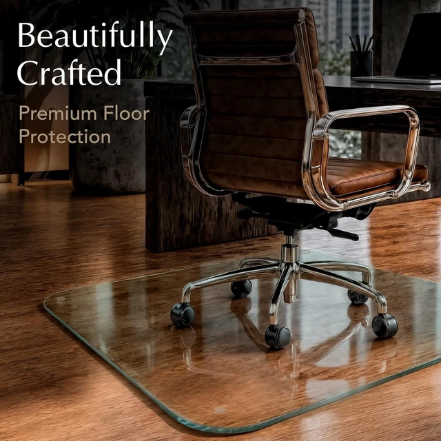 Alt view image 5 of 7 - Glass Office Chair Mat 36x42, Chiaro, for Carpet & Hard Floors