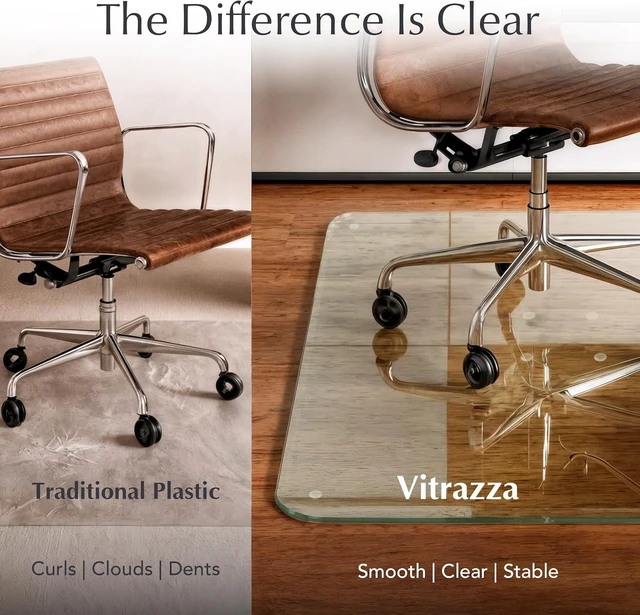 Alt view image 7 of 7 - Glass Office Chair Mat 36x42, Chiaro, for Carpet & Hard Floors
