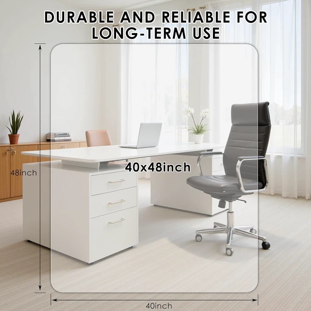 Alt view image 3 of 7 - Kuyal 2 Pack 1/5" Thick Office Chair Mat, Heavy Duty Computer Chair Mat