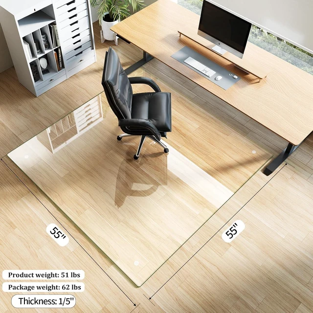 Alt view image 4 of 7 - Koonmi 55" x 55" Office Chair Mat for Hardwood Floors & Carpets