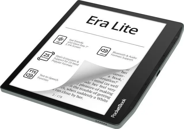 Alt view image 3 of 7 - PocketBook Era Lite | Affordable 7" e-Reader | Latest E Ink Carta 1300 Screen | SMARTlight | Open Cloud | Up to 2 Months on a Single Charge | 25 formats | IPX4 | Bluetooth & Text-to-Speech Support