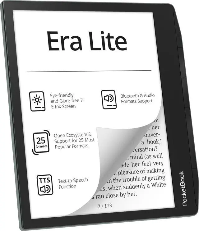 Alt view image 2 of 7 - PocketBook Era Lite | Affordable 7" e-Reader | Latest E Ink Carta 1300 Screen | SMARTlight | Open Cloud | Up to 2 Months on a Single Charge | 25 formats | IPX4 | Bluetooth & Text-to-Speech Support