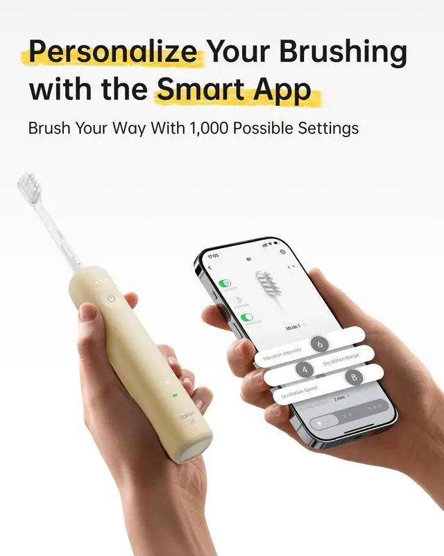 Alt view image 6 of 6 - Laifen Wave SE Electric Toothbrush with 2 Brush Heads - Yellow