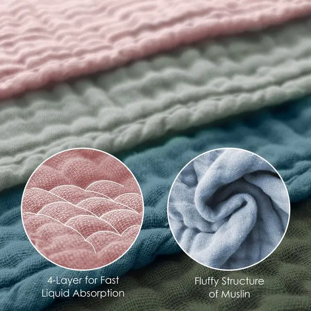 Alt view image 6 of 6 - Muslin Burp Cloths, 10 Pack - Large 20" X10" - Ultra Absorbent and Soft 100% Cotton Baby Essentials Drool Rags and Messes for Newborn - Colorful Designs for Boy Girl, Multicolor