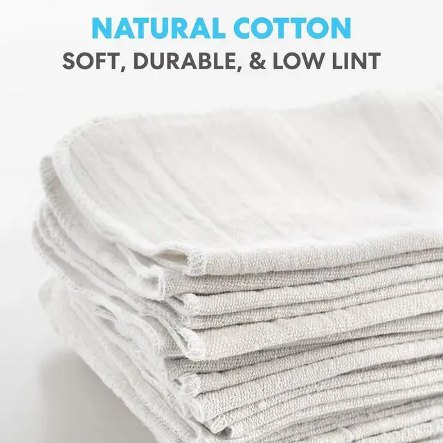 Alt view image 2 of 6 - Cotton Shop Towels 14"x12" (145 Pack) Reusable Cleaning Shop Rags for Automobiles, Industries, Garage and Homes (White)