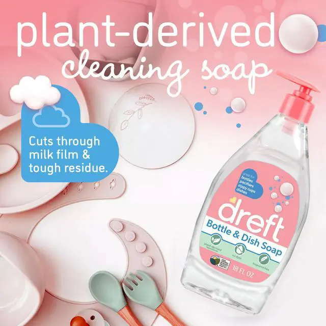 Alt view image 3 of 5 - Bottle and Dish Soap | Made to Clean Baby Bottles, Sippy Cups, Pacifiers, Breast Pumps, & More | Gently Removes Milk Film & Odors | Plant Based, Fragrance Free Dish Soap | 18 Fl Oz (Pack of 3)