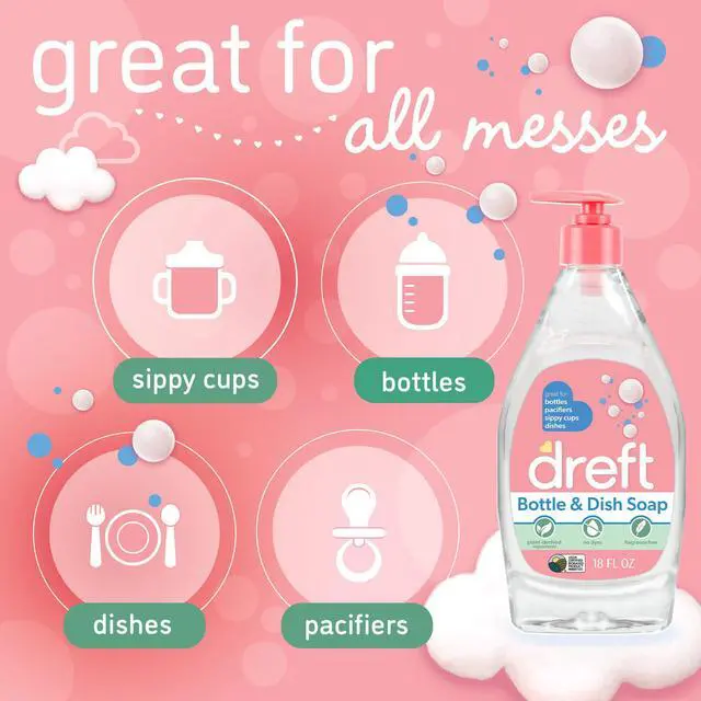 Alt view image 4 of 5 - Bottle and Dish Soap | Made to Clean Baby Bottles, Sippy Cups, Pacifiers, Breast Pumps, & More | Gently Removes Milk Film & Odors | Plant Based, Fragrance Free Dish Soap | 18 Fl Oz (Pack of 3)