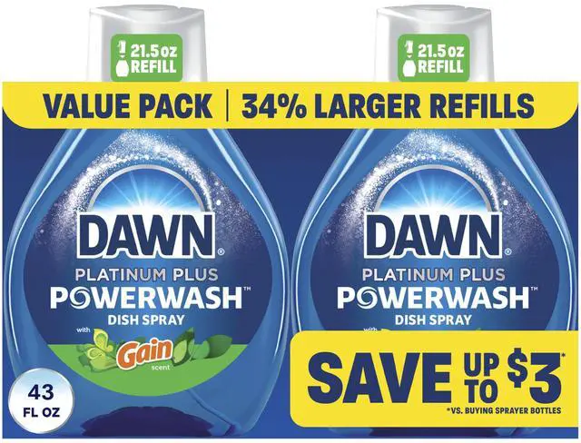 Main image of Powerwash Gain Original Dish Spray, Liquid Dish Soap 2 Refills, 43 Fl Oz
