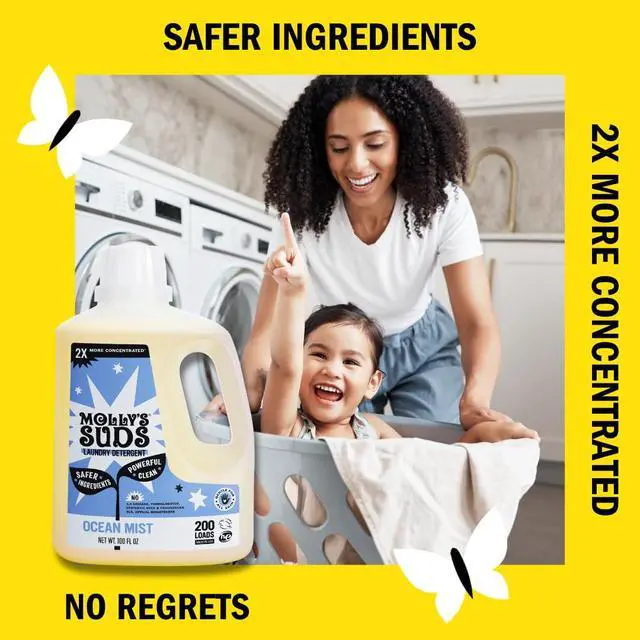 Alt view image 3 of 7 - Liquid Laundry Detergent | Clean Laundry Detergent Soap for Sensitive Skin | 2x Concentrated, High Efficiency (HE) (Ocean Mist - 200 Loads)
