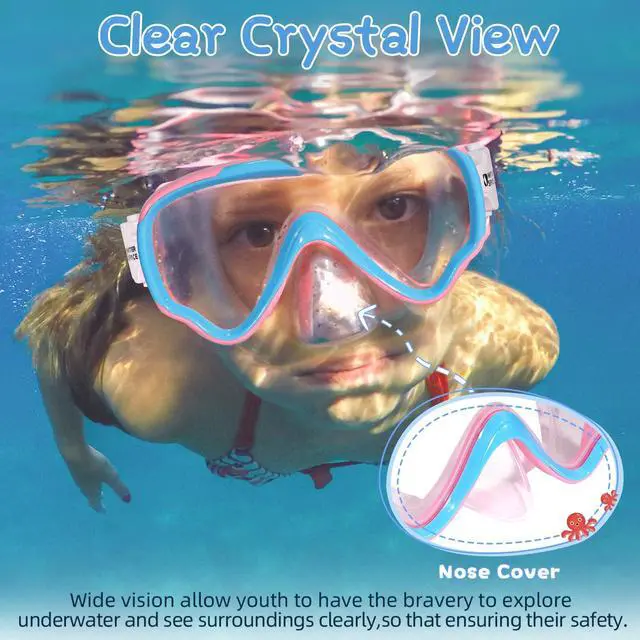 Alt view image 6 of 7 - Kids Swimming Goggles Swim Mask with Nose Cover for Kids Youth 3-15, Anti-Shattered Lens UV Protection No-Leak