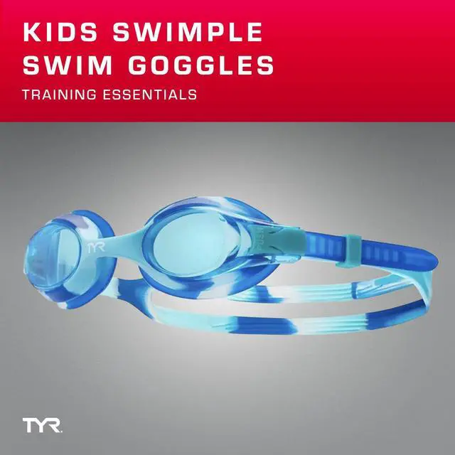 Alt view image 2 of 6 - Swimple Tie-Dye Kids' Swim Goggles - Non-Mirrored Swimming Goggles for Competitive Training and Recreation - Anti-Fog, UVA/UVB Protection, Watertight Seal - Blue/Green